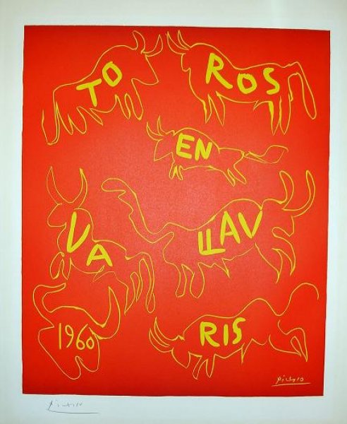 Toros en vollauris Print by Pablo Picasso