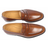 703 Enzo Penny Loafer <br> Calfskin Leather Cognac