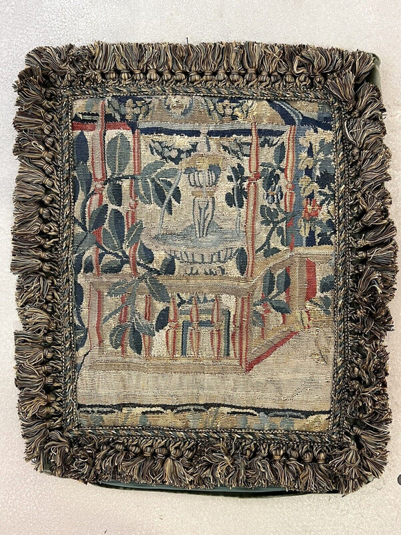 Genuine Antique Flemish Verdure 16th Century Tapestry Scatter Cushion