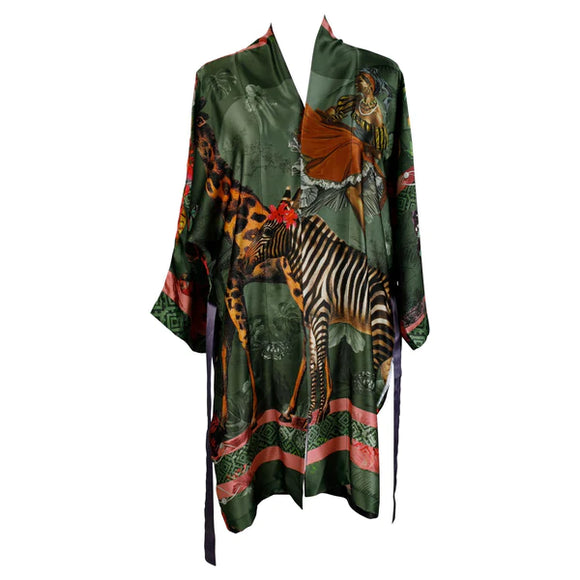 RiRi Olive 100% Silk Kimono