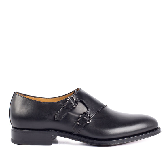 913 Alberto Double Monk <br> Calfskin Leather Black