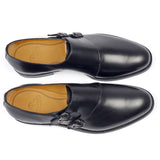 913 Alberto Double Monk <br> Calfskin Leather Black