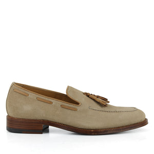 701 Enzo Tassels Loafer <br> Suede Leather Milkshake