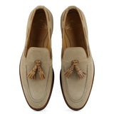 701 Enzo Tassels Loafer <br> Suede Leather Milkshake