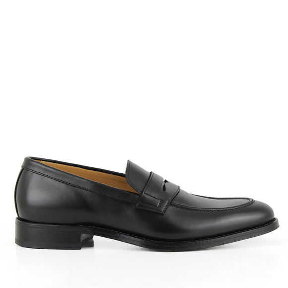 703 Enzo Penny Loafer <br> Calfskin Leather Black