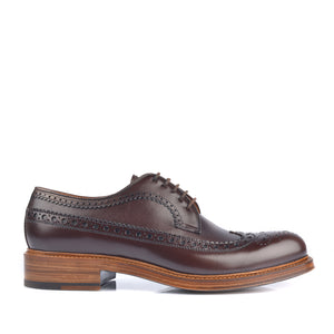 1161 Ettore Derby Brogue <br> Calfskin Leather Brown