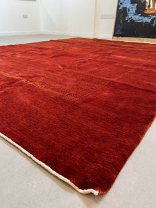 RED - Handknotted Plush Wool, Contemporary, Modern Strong Hard Wearing Rug 8’x10’
