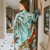 Mary Turquoise 100% Silk Kimono