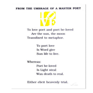 Robert indiana Poem from the book of love