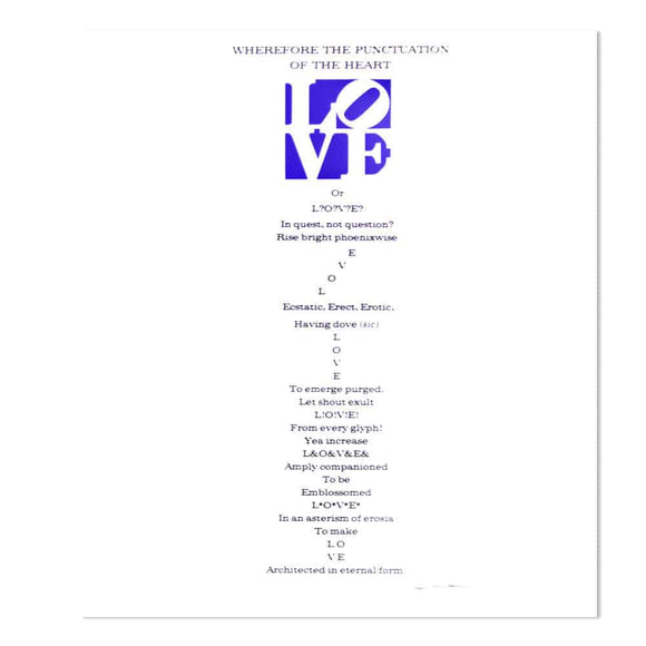 Robert indiana LOVE Poem from the book of love