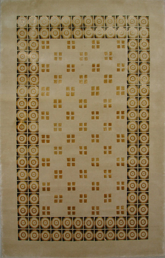 Fine hand-knotted silk and wool contemporary rug